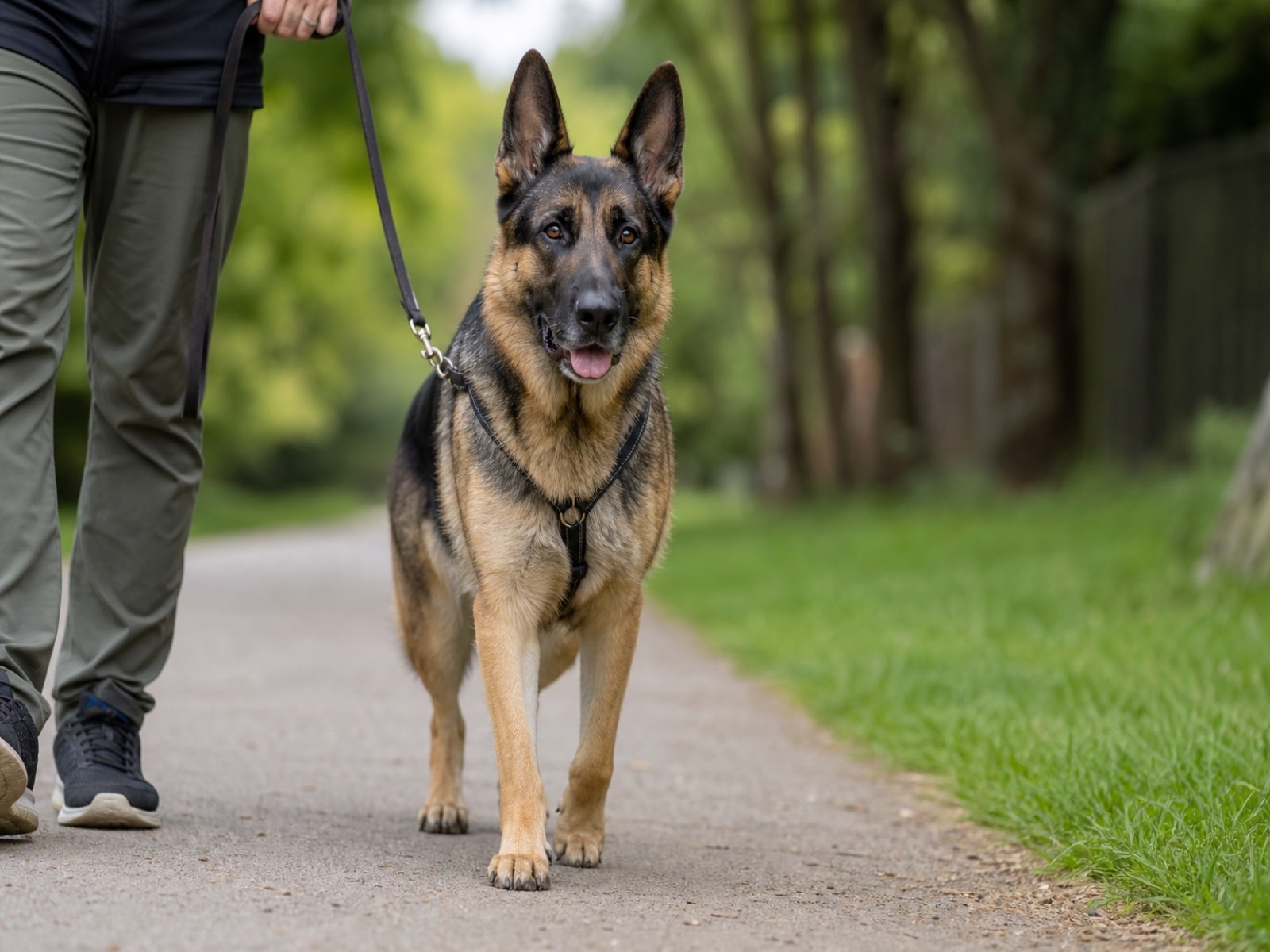 Stormi, a German Shepherd, settled and focused after a 6-week board and train at our Upland facility